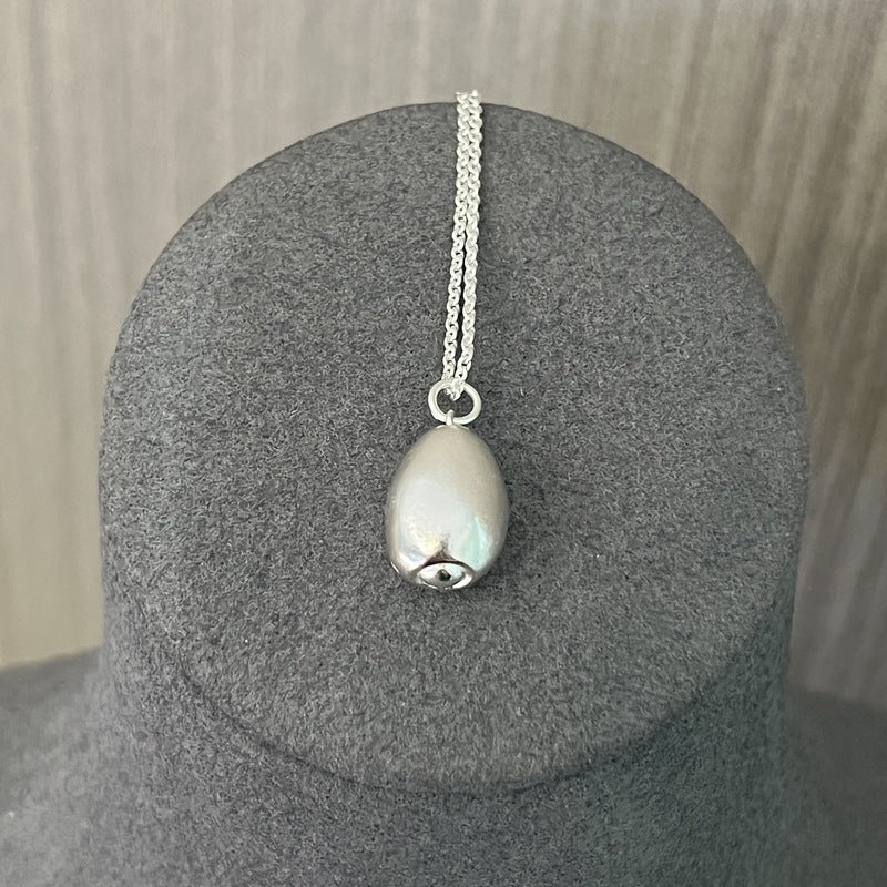 Minimalist Solid Oval Sterling Silver Long Necklace - floysun