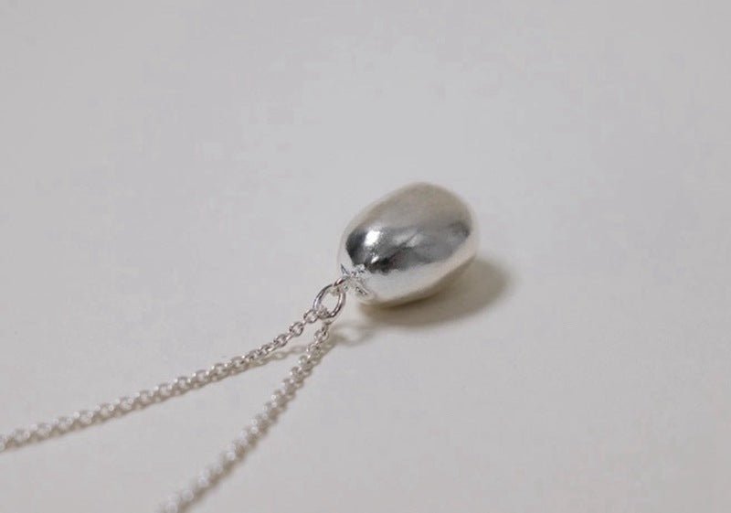 Minimalist Solid Oval Sterling Silver Long Necklace - floysun