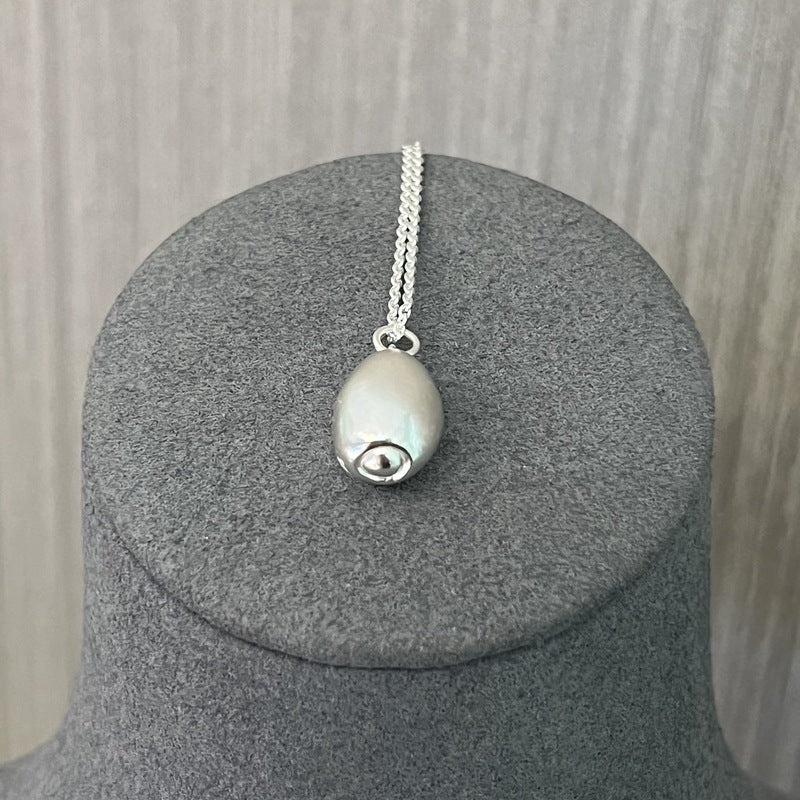 Minimalist Solid Oval Sterling Silver Long Necklace - floysun