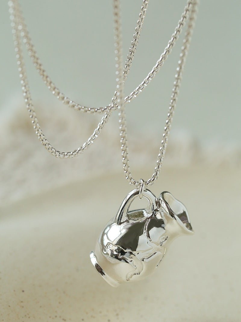 Minimalist Vase / Wine Jug / Wallet Sculptural Pendant Long Necklace - floysun