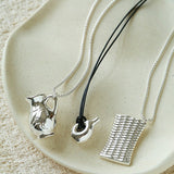 Minimalist Vase / Wine Jug / Wallet Sculptural Pendant Long Necklace - floysun