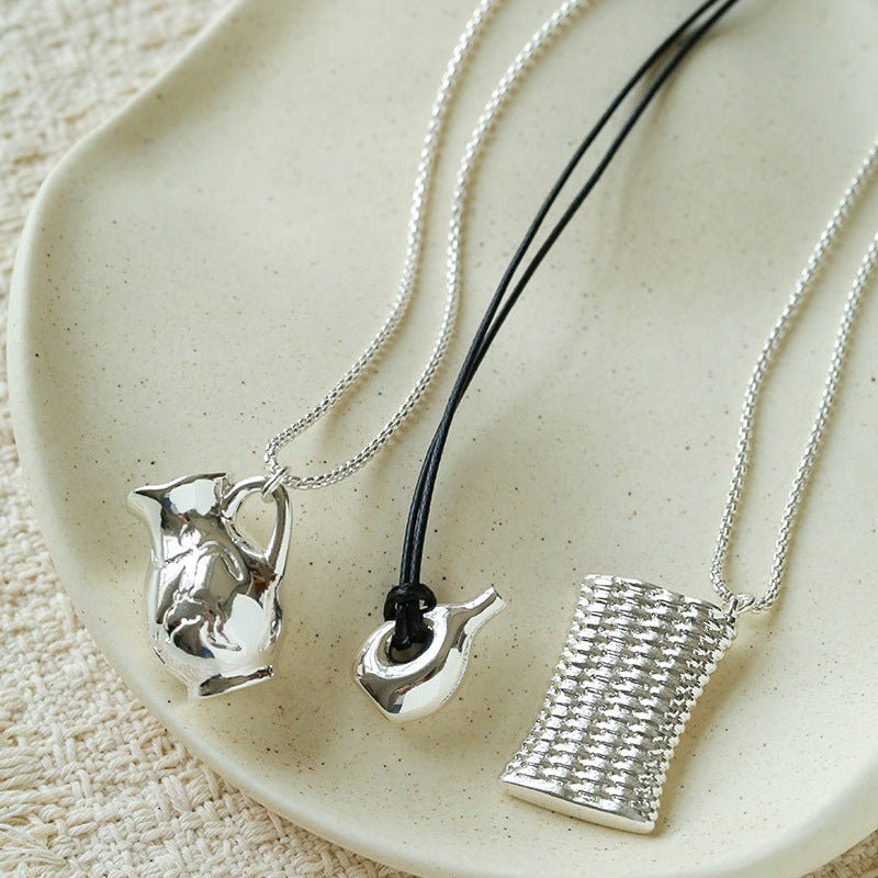 Minimalist Vase / Wine Jug / Wallet Sculptural Pendant Long Necklace - floysun