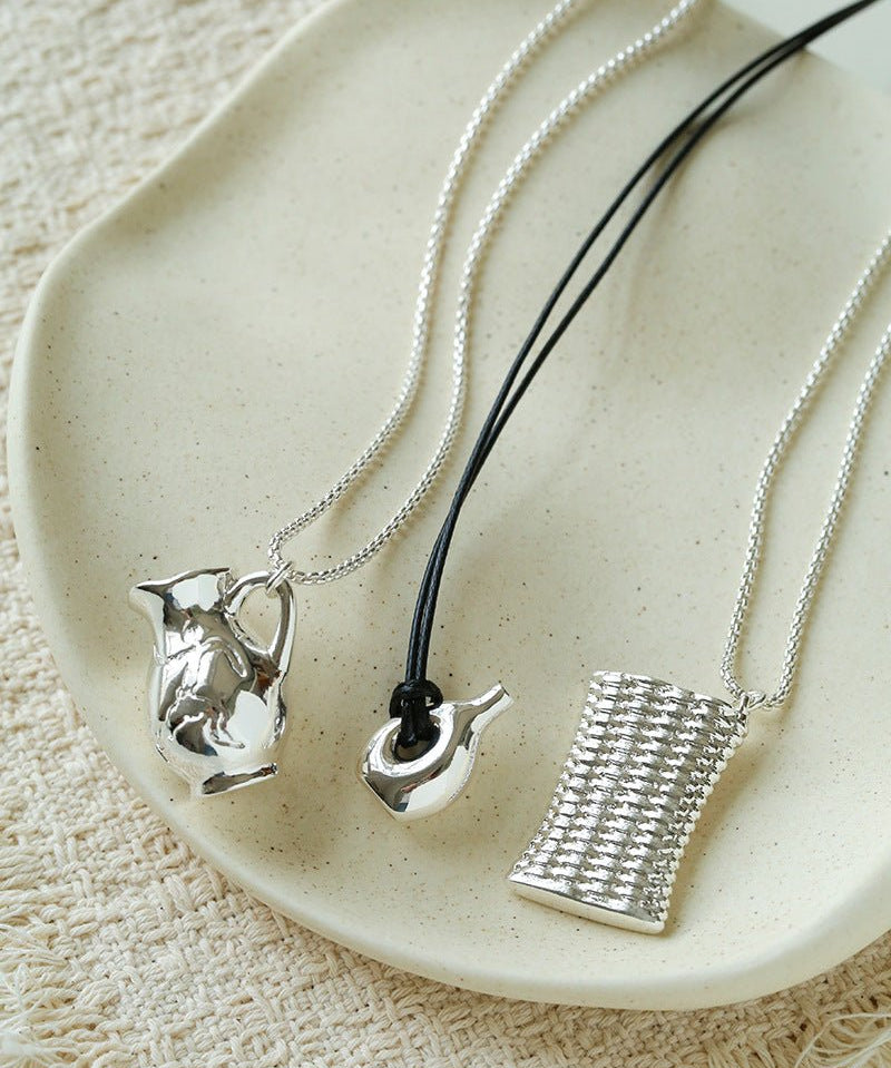 Minimalist Vase / Wine Jug / Wallet Sculptural Pendant Long Necklace - floysun