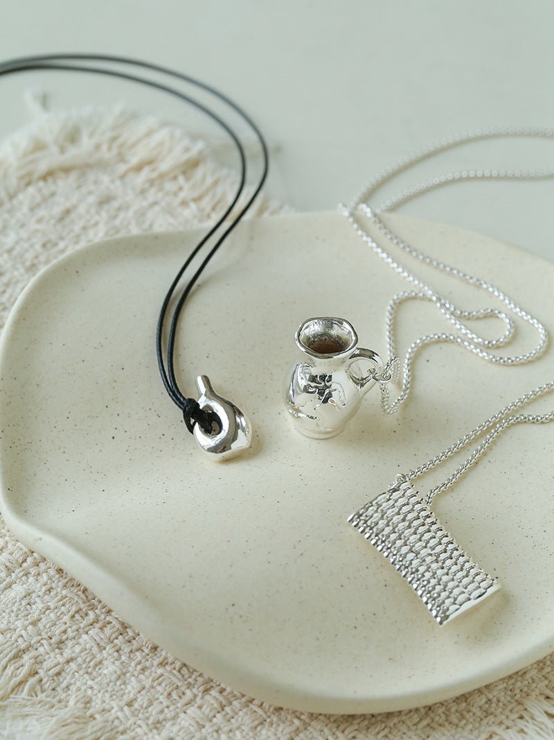 Minimalist Vase / Wine Jug / Wallet Sculptural Pendant Long Necklace - floysun