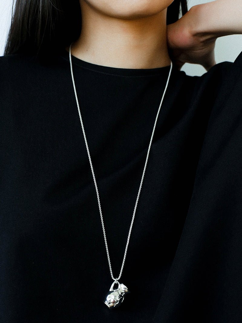 Minimalist Vase / Wine Jug / Wallet Sculptural Pendant Long Necklace - floysun