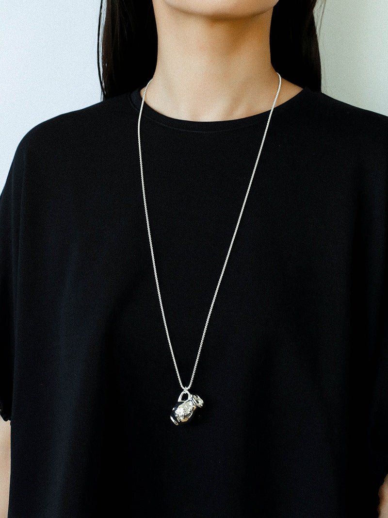 Minimalist Vase / Wine Jug / Wallet Sculptural Pendant Long Necklace - floysun