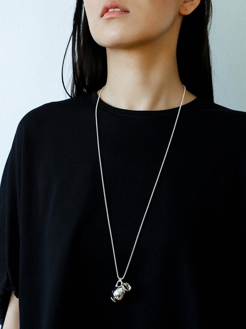 Minimalist Vase / Wine Jug / Wallet Sculptural Pendant Long Necklace - floysun