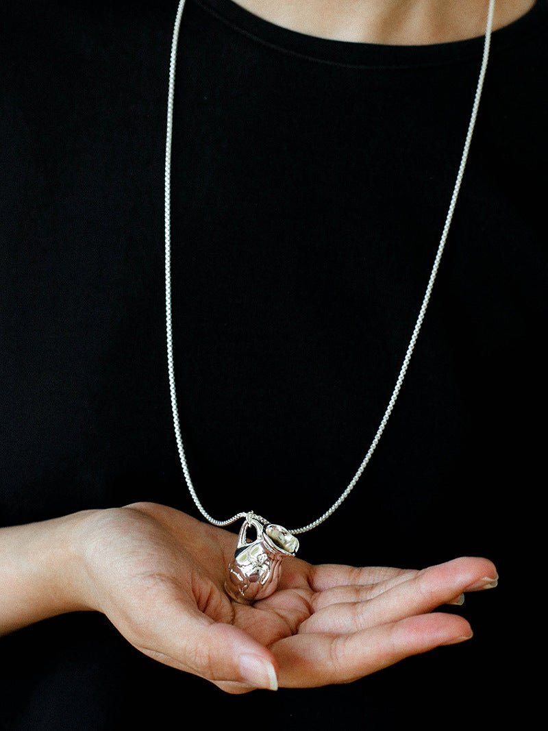 Minimalist Vase / Wine Jug / Wallet Sculptural Pendant Long Necklace - floysun