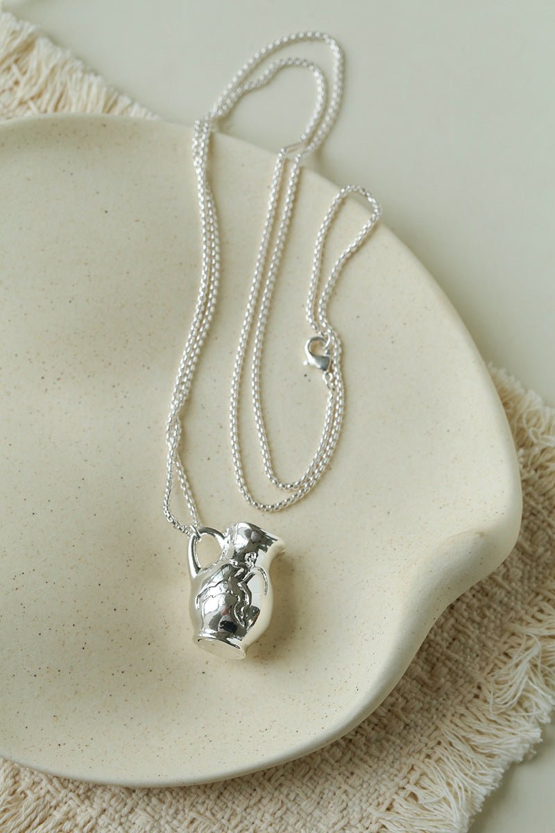 Minimalist Vase / Wine Jug / Wallet Sculptural Pendant Long Necklace - floysun