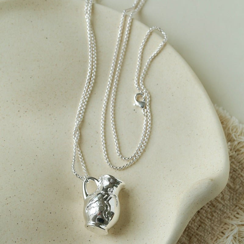 Minimalist Vase / Wine Jug / Wallet Sculptural Pendant Long Necklace - floysun
