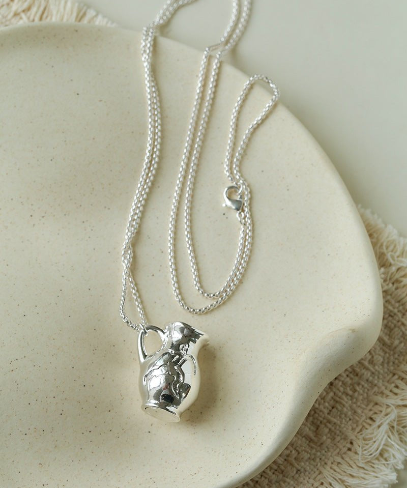 Minimalist Vase / Wine Jug / Wallet Sculptural Pendant Long Necklace - floysun