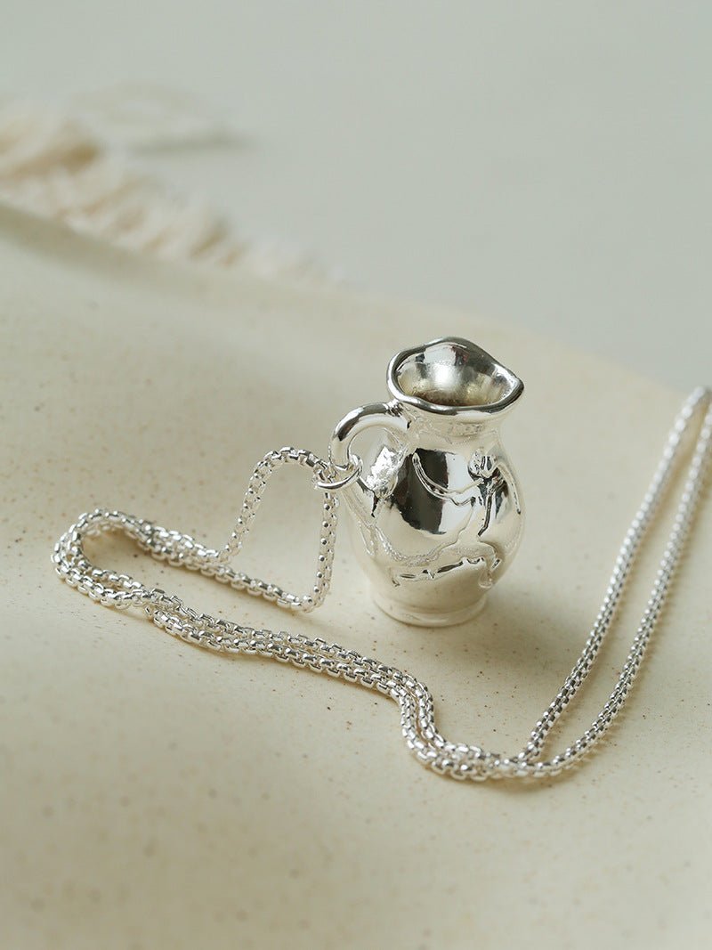 Minimalist Vase / Wine Jug / Wallet Sculptural Pendant Long Necklace - floysun