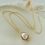 Minimalist Versatile Oval Freshwater Pearl Pendant Necklace - floysun
