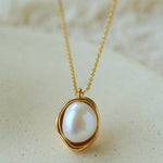 Minimalist Versatile Oval Freshwater Pearl Pendant Necklace - floysun