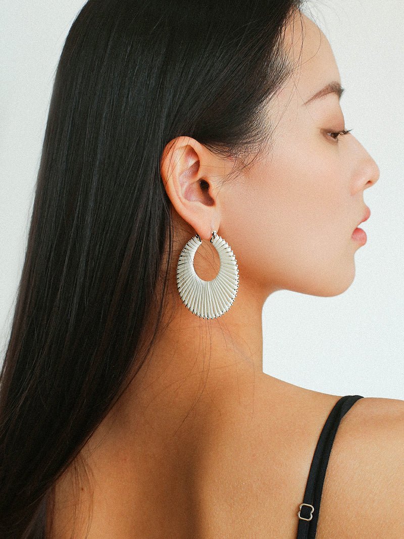 Minimalist Woven Leather Hoop Earrings - floysun