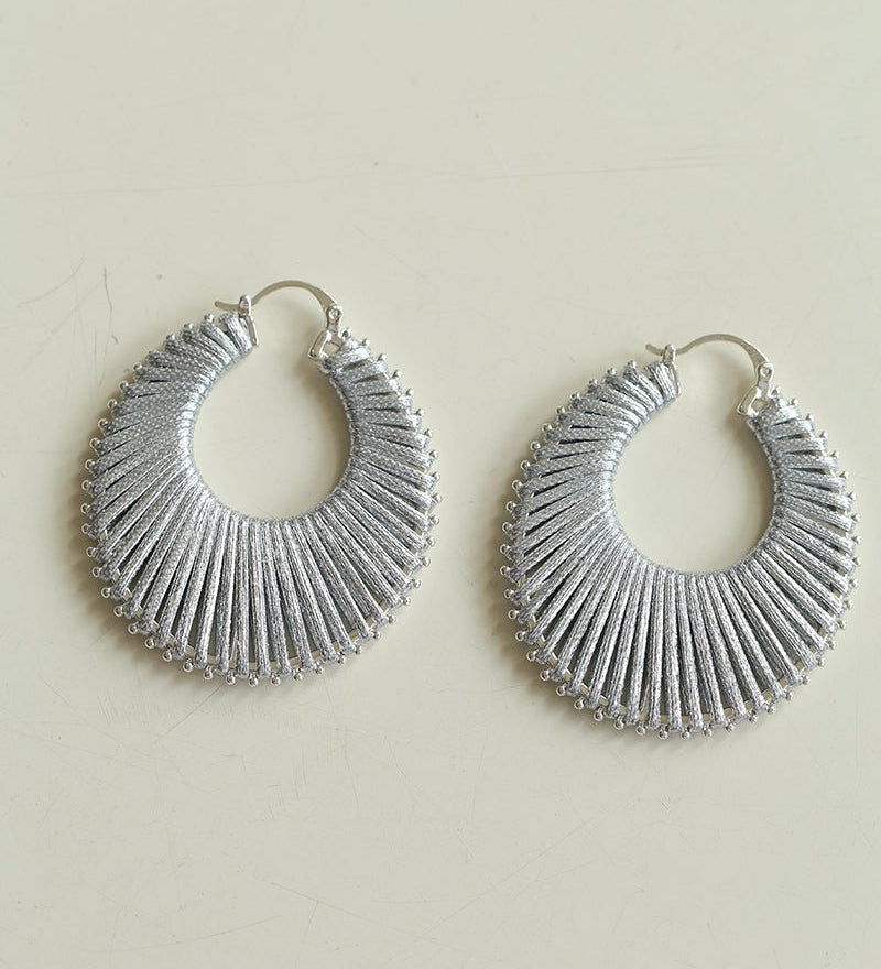 Minimalist Woven Leather Hoop Earrings - floysun