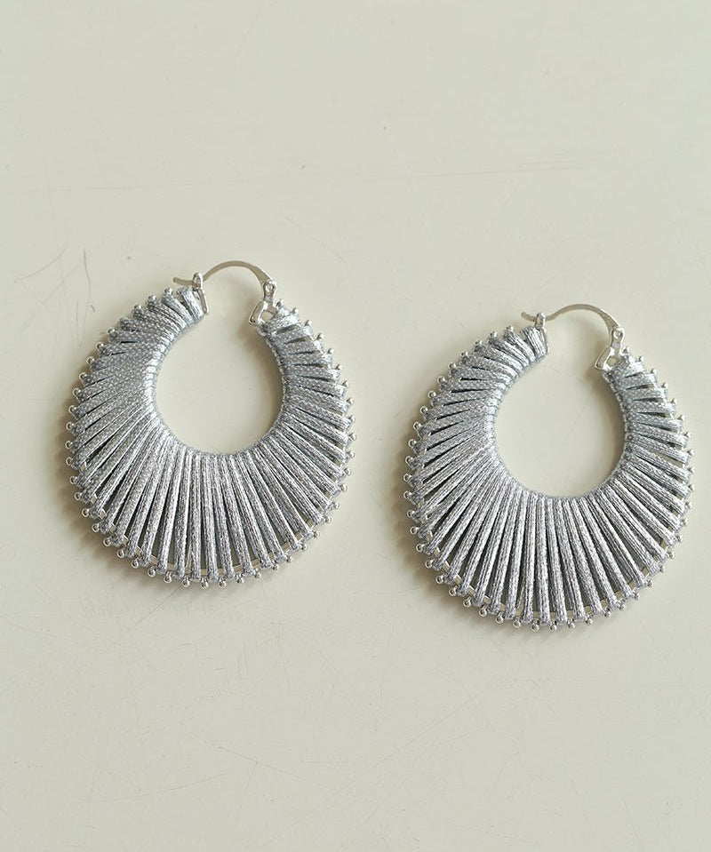Minimalist Woven Leather Hoop Earrings - floysun