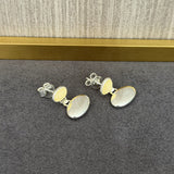 Minimalist Yellow Jade Oval Earrings - floysun