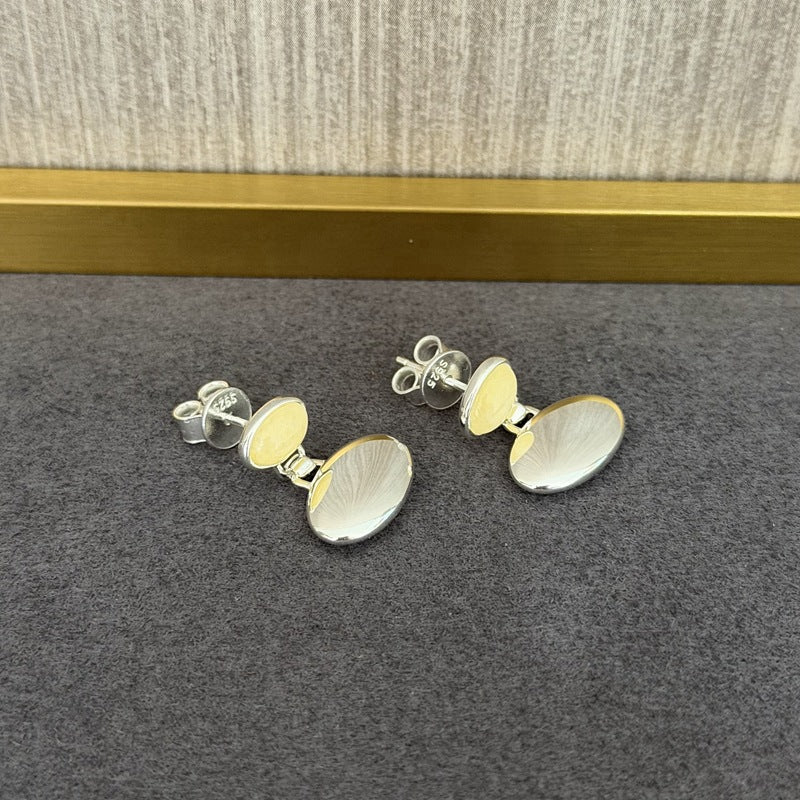 Minimalist Yellow Jade Oval Earrings - floysun