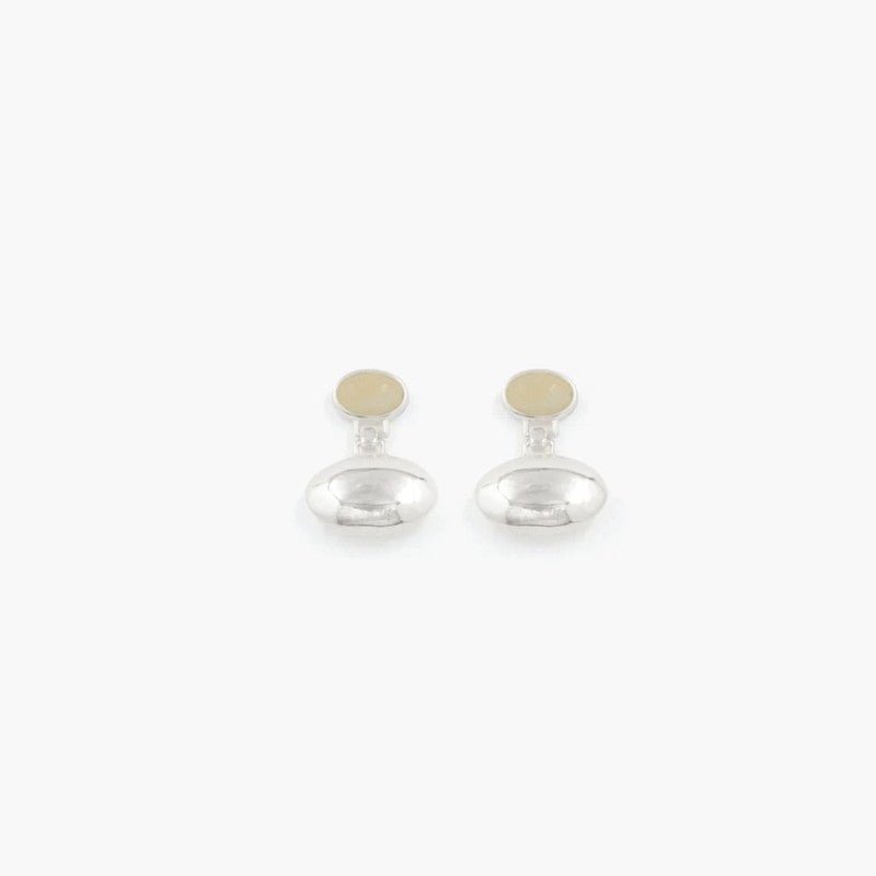 Minimalist Yellow Jade Oval Earrings - floysun