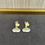 Minimalist Yellow Jade Oval Earrings - floysun