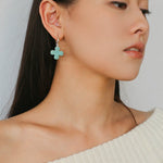 Mint Gemstone Clover Earrings – Amazonite Green - floysun