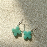 Mint Gemstone Clover Earrings – Amazonite Green - floysun