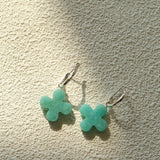 Mint Gemstone Clover Earrings – Amazonite Green - floysun
