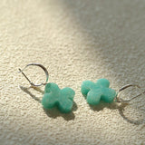 Mint Gemstone Clover Earrings – Amazonite Green - floysun