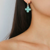 Mint Gemstone Clover Earrings – Amazonite Green - floysun