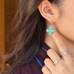 Mint Gemstone Clover Earrings – Amazonite Green - floysun