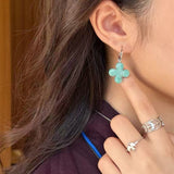 Mint Gemstone Clover Earrings – Amazonite Green - floysun