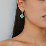 Mint Gemstone Clover Earrings – Amazonite Green - floysun