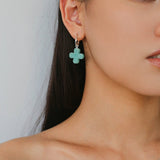 Mint Gemstone Clover Earrings – Amazonite Green - floysun