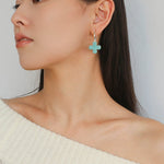 Mint Gemstone Clover Earrings – Amazonite Green - floysun