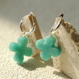 Mint Gemstone Clover Earrings – Amazonite Green - floysun
