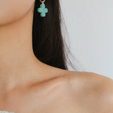 Mint Gemstone Clover Earrings – Amazonite Green - floysun