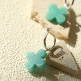 Mint Gemstone Clover Earrings – Amazonite Green - floysun