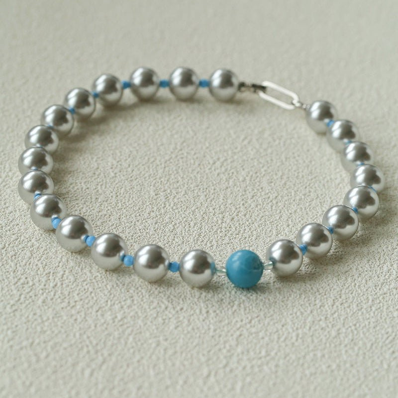 Misty Sky · Grey Pearl & Blue Aventurine Necklace - floysun