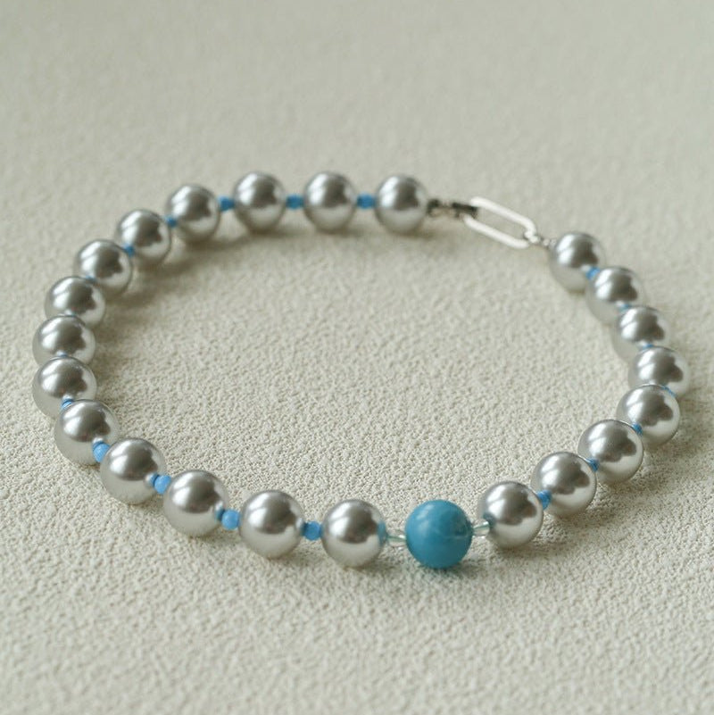 Misty Sky · Grey Pearl & Blue Aventurine Necklace - floysun