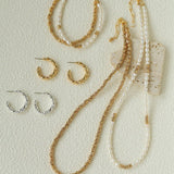 Mixed Freshwater Pearl Lava Grain Gold Collarbone Necklace - floysun