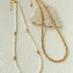 Mixed Freshwater Pearl Lava Grain Gold Collarbone Necklace - floysun