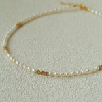 Mixed Freshwater Pearl Lava Grain Gold Collarbone Necklace - floysun