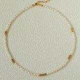 Mixed Freshwater Pearl Lava Grain Gold Collarbone Necklace - floysun
