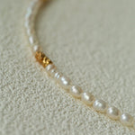 Mixed Freshwater Pearl Lava Grain Gold Collarbone Necklace - floysun