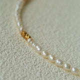 Mixed Freshwater Pearl Lava Grain Gold Collarbone Necklace - floysun