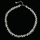 Modern Classic Alternating Rice Pearl Choker - Elegant Natural Freshwater Pearl Necklace - floysun