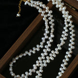Modern Classic Alternating Rice Pearl Choker - Elegant Natural Freshwater Pearl Necklace - floysun