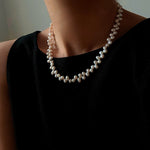 Modern Classic Alternating Rice Pearl Choker - Elegant Natural Freshwater Pearl Necklace - floysun