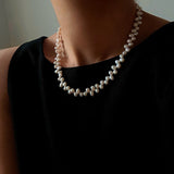 Modern Classic Alternating Rice Pearl Choker - Elegant Natural Freshwater Pearl Necklace - floysun